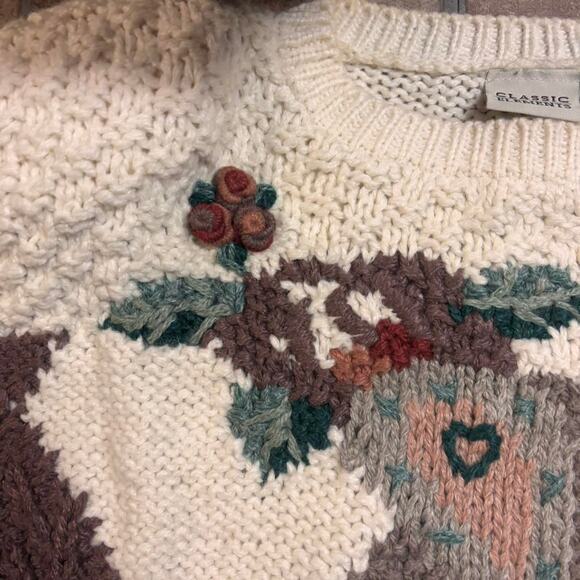 Stunning Cream and brown vintage knit sweater - Picture 2 of 5